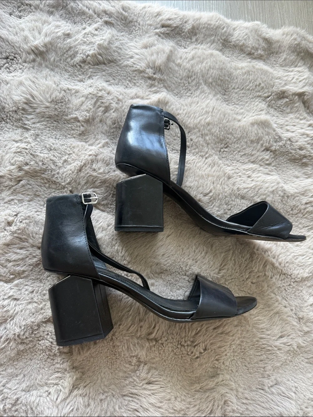 Alexander Wang Black Platform Sandals with Silver Trim